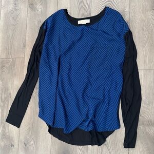 Michael Kors Blue and Black Long Sleeve Top